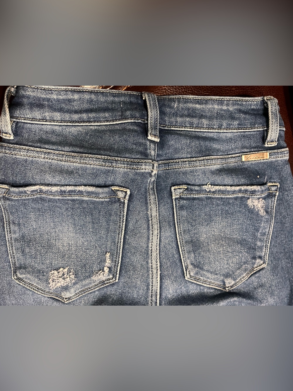 KanCan High Rise Ankle Skinny Jeans Medium Wash Raw Tulip Hem 5/26